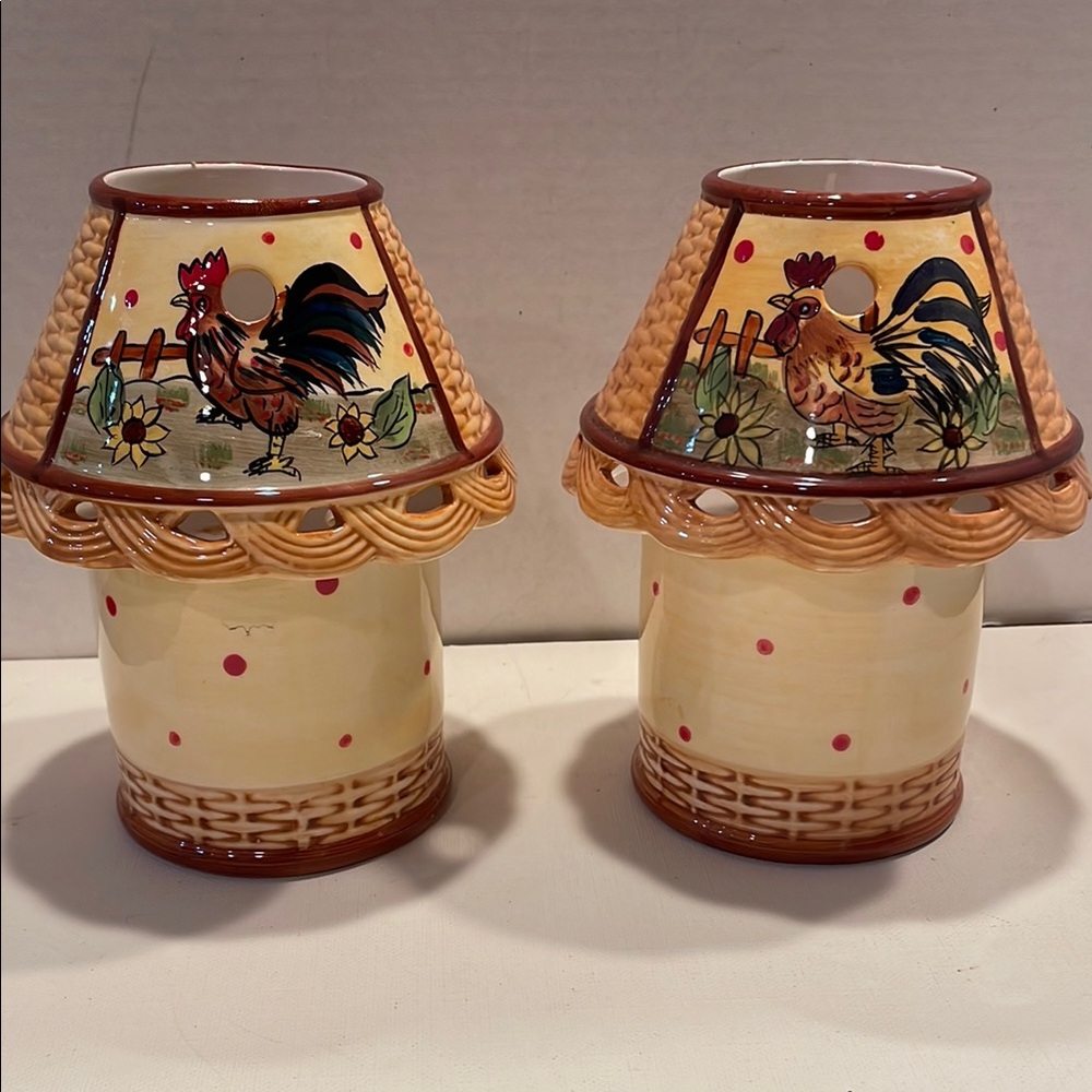 Rooster Ceramic Candle Lamps (2)